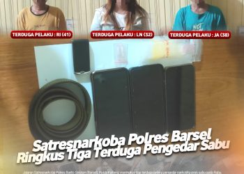 Satresnarkoba Polres Barsel Ringkus 3 Terduga Pengedar Sabu